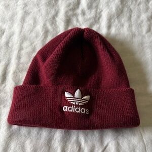 Adidas Burgundy Red Knit Beanie Hat
